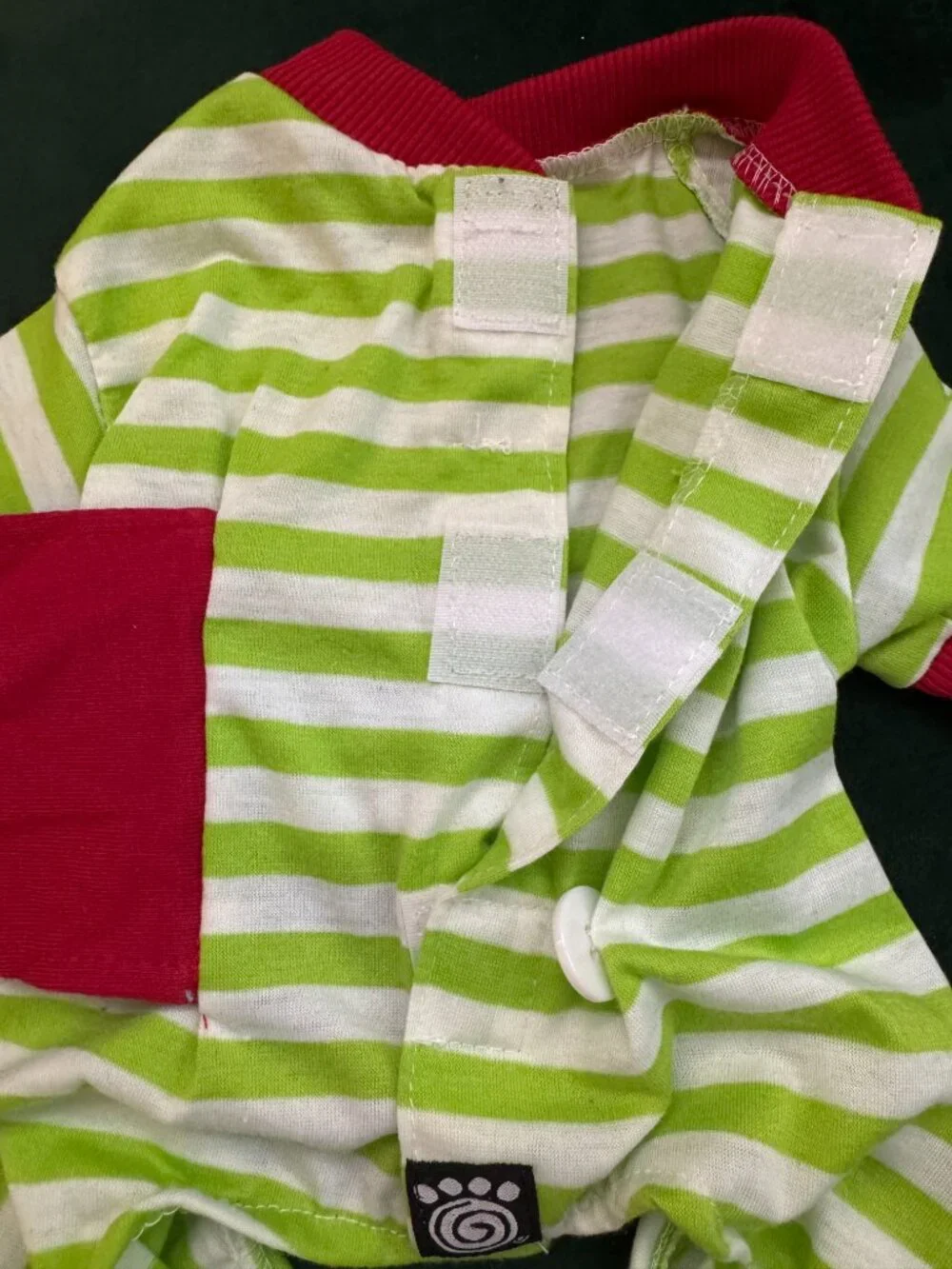 Adorable Green and White Striped XS Xmas Penguin Dog Pajama Onesie